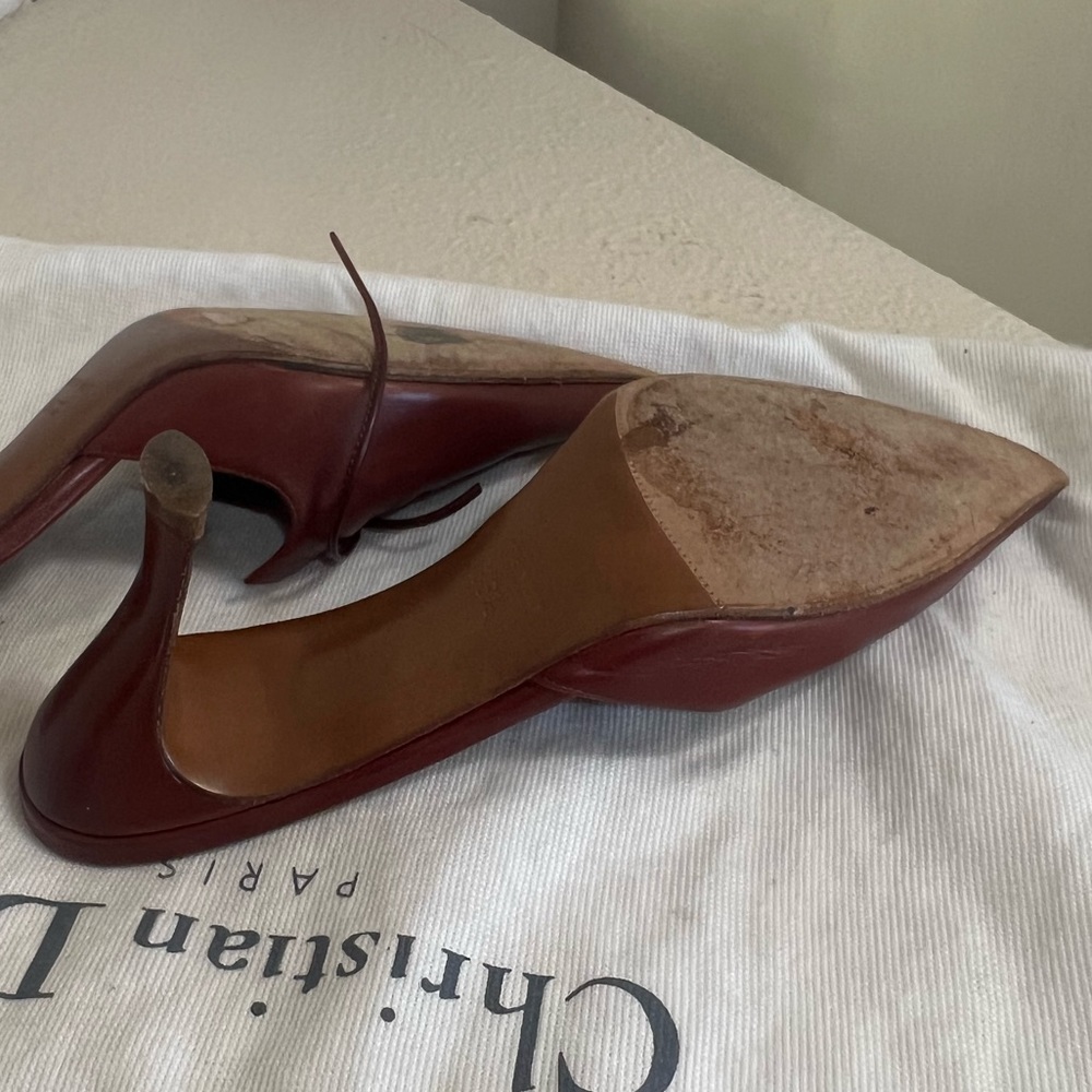 Christian Dior Brown  leather point toes mules/slides heel’s‎ sandals. Size 6 - Picture 8 of 10